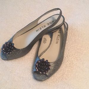 Anne Klein silver slings.